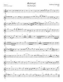 Partition ténor viole de gambe 2, octave aigu clef, Battaglia, Alla battaglia o forti caualieri