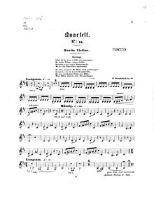 Partition violon 2, corde quatuor No.13, Op.49, B minor, Hirschbach, Herrmann