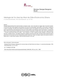 Idéologie de l or chez les Akan de Côte-d Ivoire et du Ghana - article ; n°1 ; vol.48, pg 127-140