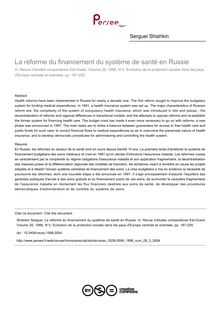 La réforme du financement du système de santé en Russie - article ; n°3 ; vol.29, pg 187-205
