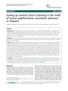 Scaling up cervical cancer screening in the midst of human papillomavirus vaccination advocacy in Thailand