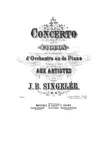 Partition de piano, violon Concerto No.2, D major, Singelée, Jean Baptiste