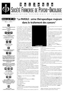 28 Bulletin Société Française de Psycho-Oncologie Janv-Mars 2001