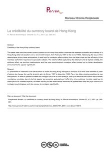 La crédibilité du currency board de Hong Kong - article ; n°2 ; vol.52, pg 285-301