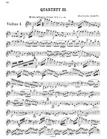 Partition violon 1, corde quatuor No.3, Op.44 No.1, D Major, Mendelssohn, Felix
