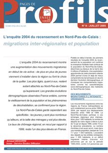 L enquête 2004 du recensement en Nord-Pas-de-Calais : migrations inter-régionales et population