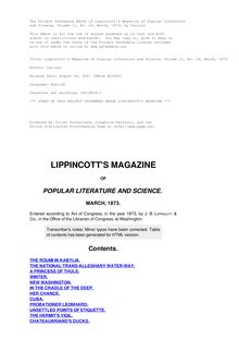 Lippincott s Magazine of Popular Literature and Science - Volume 11, No. 24, March, 1873