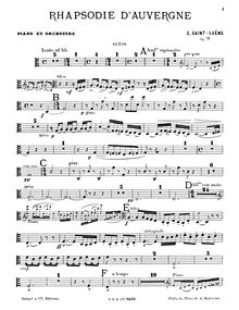 Partition altos, Rhapsodie d Auvergne, Op.73, Saint-Saëns, Camille