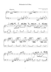 Partition No.11 en G major, 12 Polonaises, F.12, Bach, Wilhelm Friedemann