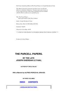 The Purcell Papers - Index and Contents of the Three Volumes