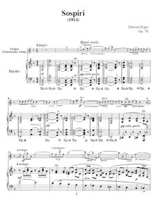 Partition complète et , partie, Sospiri, Op.70, Adagio for string orchestra