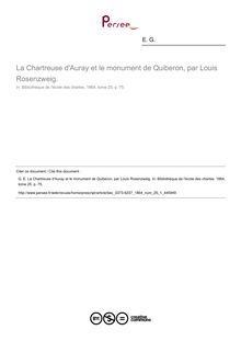 La Chartreuse d Auray et le monument de Quiberon, par Louis Rosenzweig.  ; n°1 ; vol.25, pg 75-75
