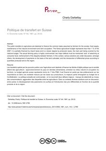 Politique de transfert en Suisse - article ; n°1 ; vol.144, pg 29-33