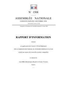 Rapport d'information déposé (...) par la Commission des finances, de l'économie générale et du plan relatif aux enjeux des nouvelles normes comptables