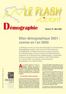 Bilan démographique 2001 : comme en l an 2000 (Flash d Octant n° 70)