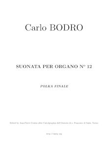 Partition , Polka finale, 12 Suonate per organo, Bodro, Carlo