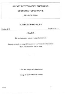 Btsgeotopo 2006 sciences physiques