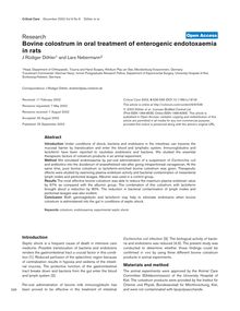 Bovine colostrum in oral treatment of enterogenic endotoxaemia in rats