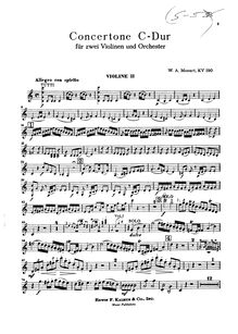 Partition violon 2 solo, Concertone, Concertone No.2, C major, Mozart, Wolfgang Amadeus