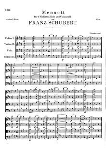 Partition complète, Minuet en D pour corde quatuor, D.86, Schubert, Franz