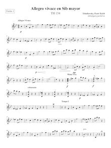 Partition violon 1, Allegro vivace, B♭ major, Tchaikovsky, Pyotr