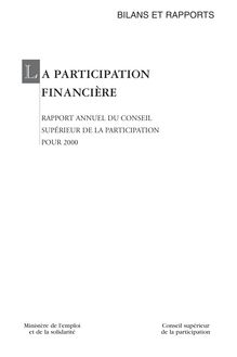 La participation financière : rapport annuel 2000
