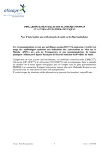 Indications et alternatives thérapeutiques aux fluoroquinolones 24/10/2008
