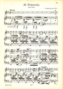 Partition , Prinzessin, chansons, Op.1, Hinrichs, Friedrich