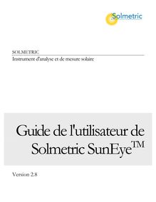 Guide de l utilisateur de Solmetric suneye