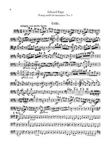 Partition violoncelles, Pomp et Circumstance, Op.39, Elgar, Edward