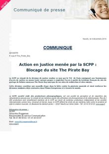 Action en justice menée par la SCPP :  Blocage du site The Pirate Bay