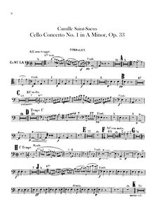 Partition timbales, violoncelle Concerto No.1, A Minor, Saint-Saëns, Camille