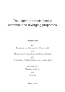 The Liprin-α protein family: common and diverging properties [Elektronische Ressource] / Magdalena Zürner. Mathematisch-Naturwissenschaftliche Fakultät