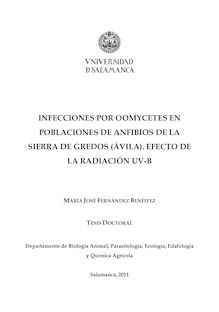 Infecciones por Oomycetes en Poblaciones de Anfibios de la Sierra de Gredos (Ávila). Efecto de la radiación UV-B