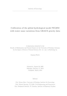 Calibration of the global hydrological model WGHM with water mass variations from GRACE gravity data [Elektronische Ressource] / Susanna Werth