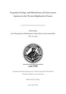 Vegetation ecology and ethnobotany of Cyphostemma digitatum in the Western Highlands in Yemen [Elektronische Ressource] / Mohammed al-Duais