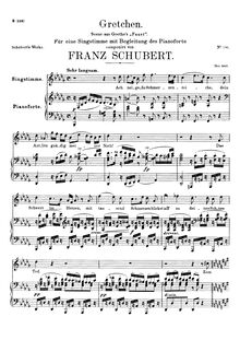 Partition voix + partition de piano, Gretchens Bitte (fragment), D.564