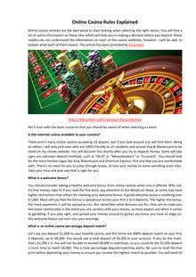 Online Casino Rules Explained