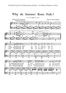 Partition complète, Why do summer roses fade, E♭ major, Barker, George