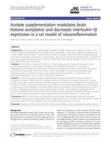 Acetate supplementation modulates brain histone acetylation and decreases interleukin-1β expression in a rat model of neuroinflammation