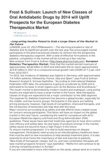 Frost & Sullivan: Launch of New Classes of Oral Antidiabetic Drugs by 2014 will Uplift Prospects for the European Diabetes Therapeutics Market