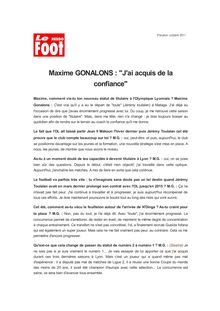 Maxime GONALONS : "J ai acquis de la confiance"