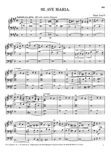 Partition complète, Ave Maria I, B♭ major (1st version)A major (2nd version)