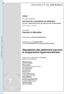 Dégradation des sédiments marneux et suspensions hyperconcentrées, Degradation of marly sediments and hyperconcentrated flows