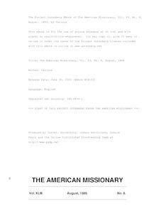 The American Missionary — Volume 43, No. 08, August, 1889