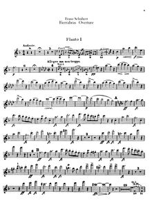 Partition flûte 1, 2, Fierrabras D.796, Schubert, Franz