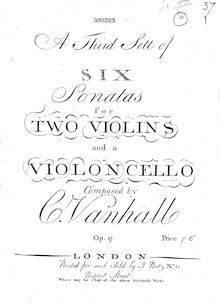 Partition violon 2, 6 corde Trios, Op.17, A third sett of six sonatas for two violins and a violoncello