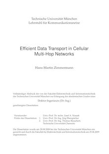 Efficient data transport in cellular multi-hop networks [Elektronische Ressource] / Hans-Martin Zimmermann