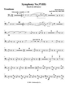 Partition Trombone, Symphony No.37, D major, Rondeau, Michel par Michel Rondeau