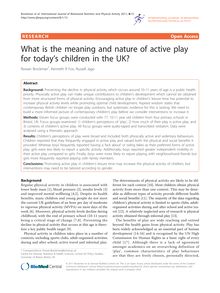What is the meaning and nature of active play for today s children in the UK?